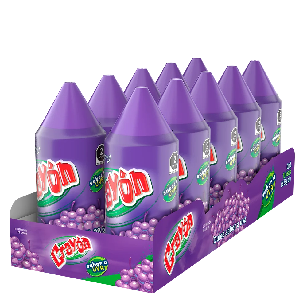 Dulce Crayón Uva Paquete 10 pzs