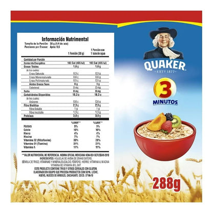 Avena Quaker 3 Minutos Fortificada 288g