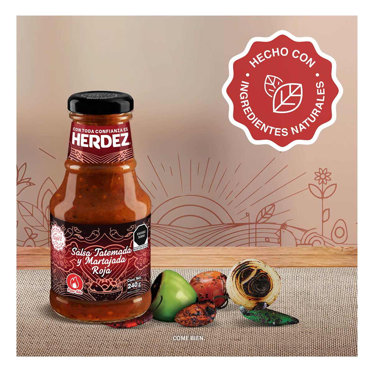 Salsa Tatemada y Martajada Roja Herdez 240g