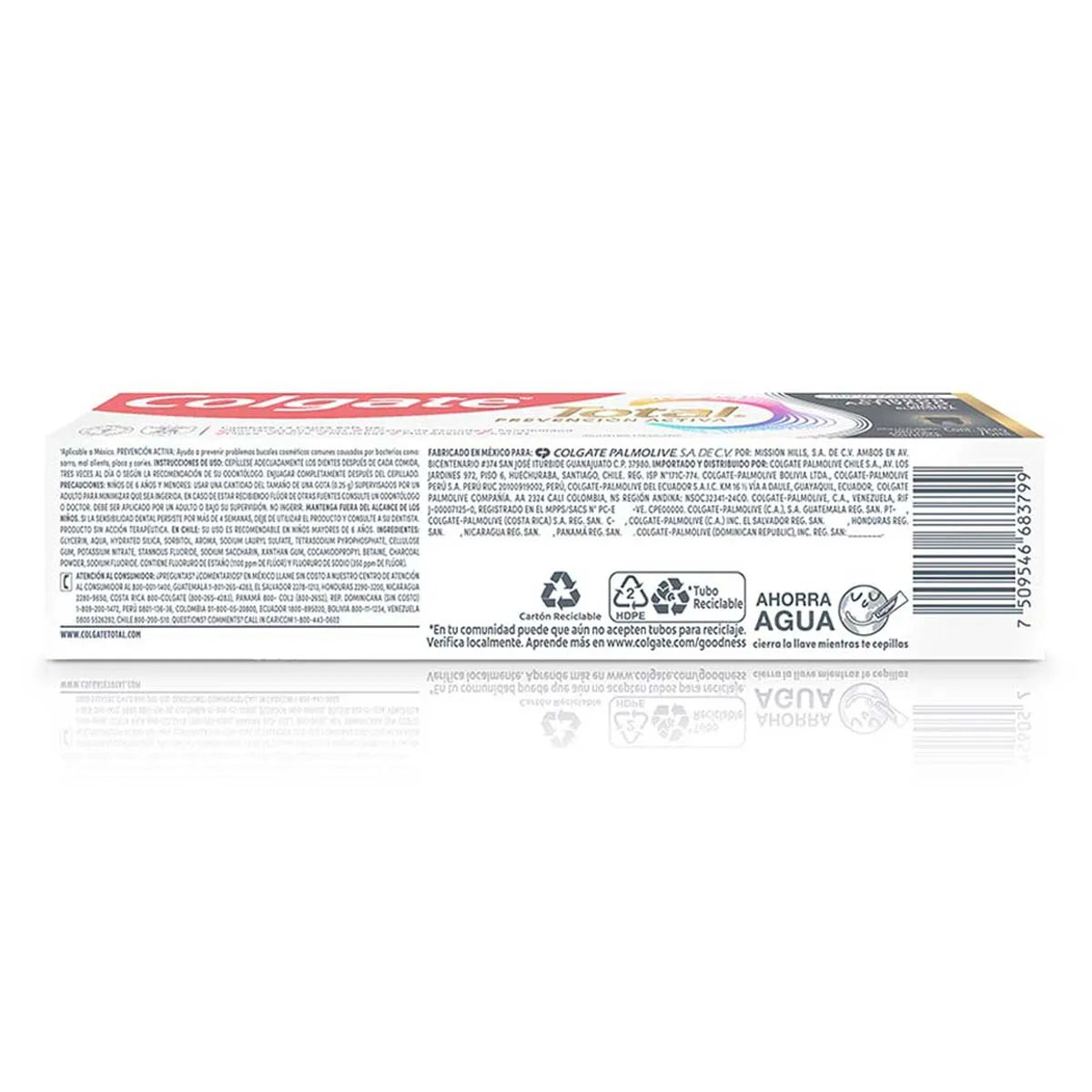 Pasta Dental Colgate Total Carbón Activado 75ml × 6 pzs