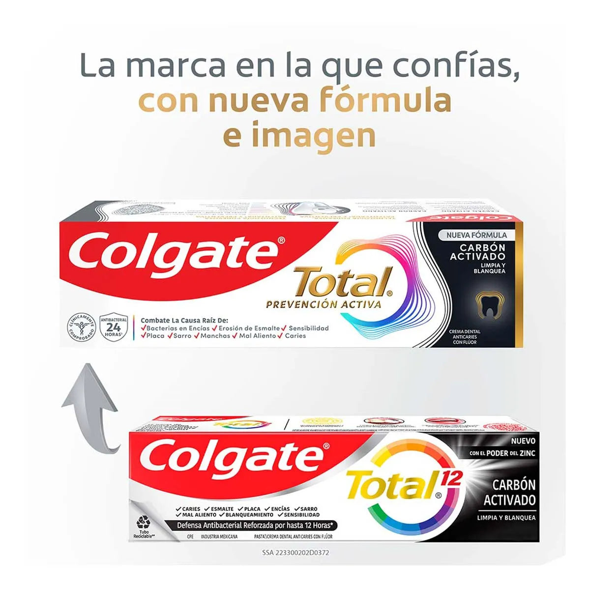 Pasta Dental Colgate Total Carbón Activado 75ml × 6 pzs