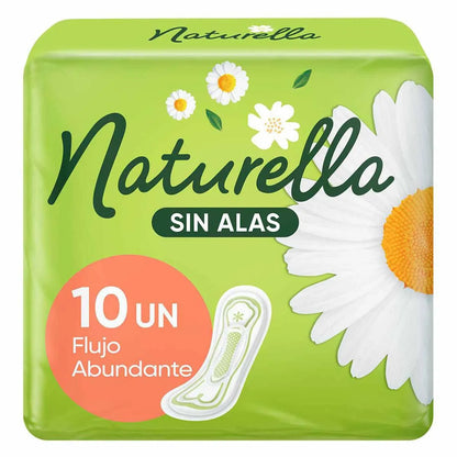 Toallas Femeninas Naturella Sin Alas Flujo Abundante 10 pzs