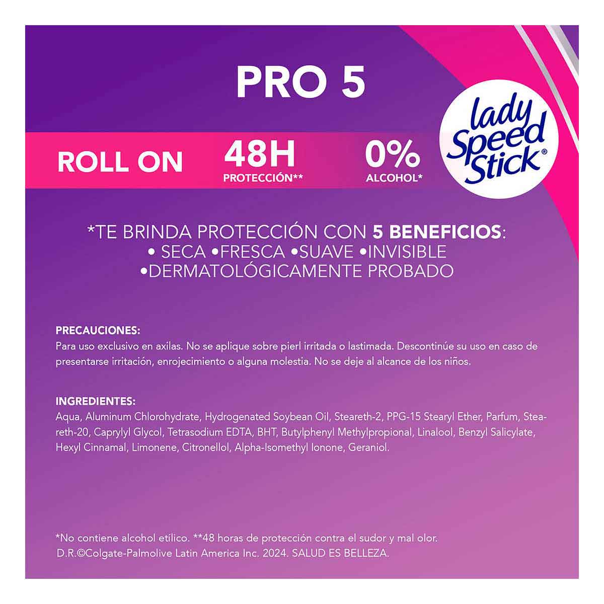 Antitranspirante Lady Speed Stick Pro 5 Roll-On 50ml