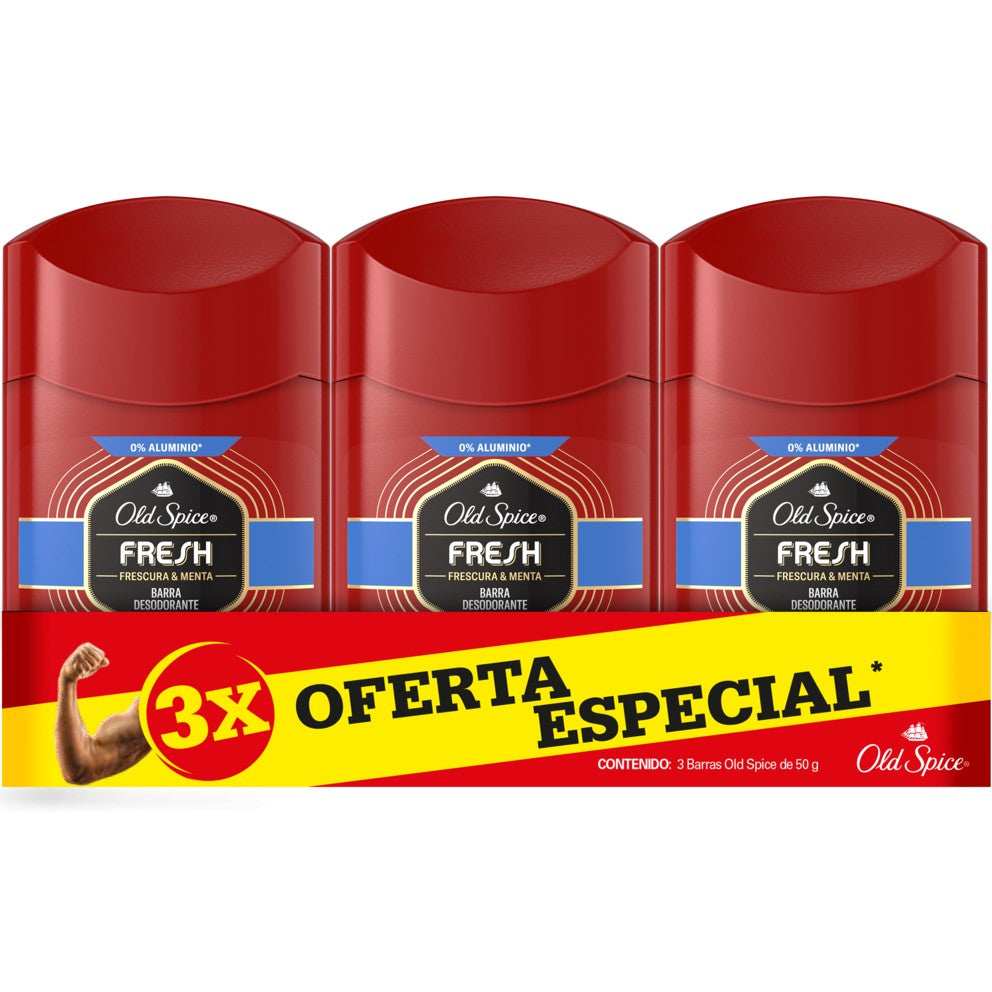 Desodorante Old Spice Fresh 50g × 3 pzs