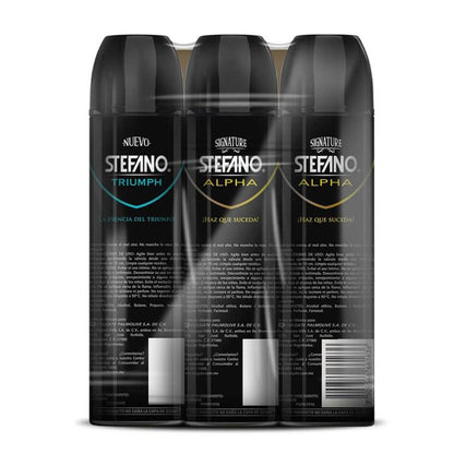 Desodorante en Aerosol Stefano Triumph Alpha 159ml × 3 pzs