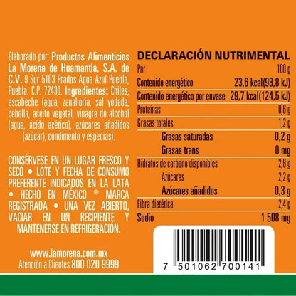 Rajas Verdes de Chiles Jalapeños en Escabeche 200g