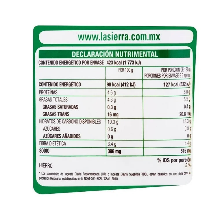 Frijoles Bayos Refritos La Sierra 430g