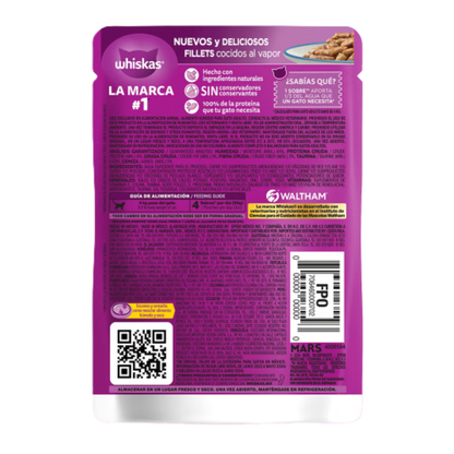 Sobres Whiskas para Gato Adulto Pescado Blanco 85g × 8 pzs