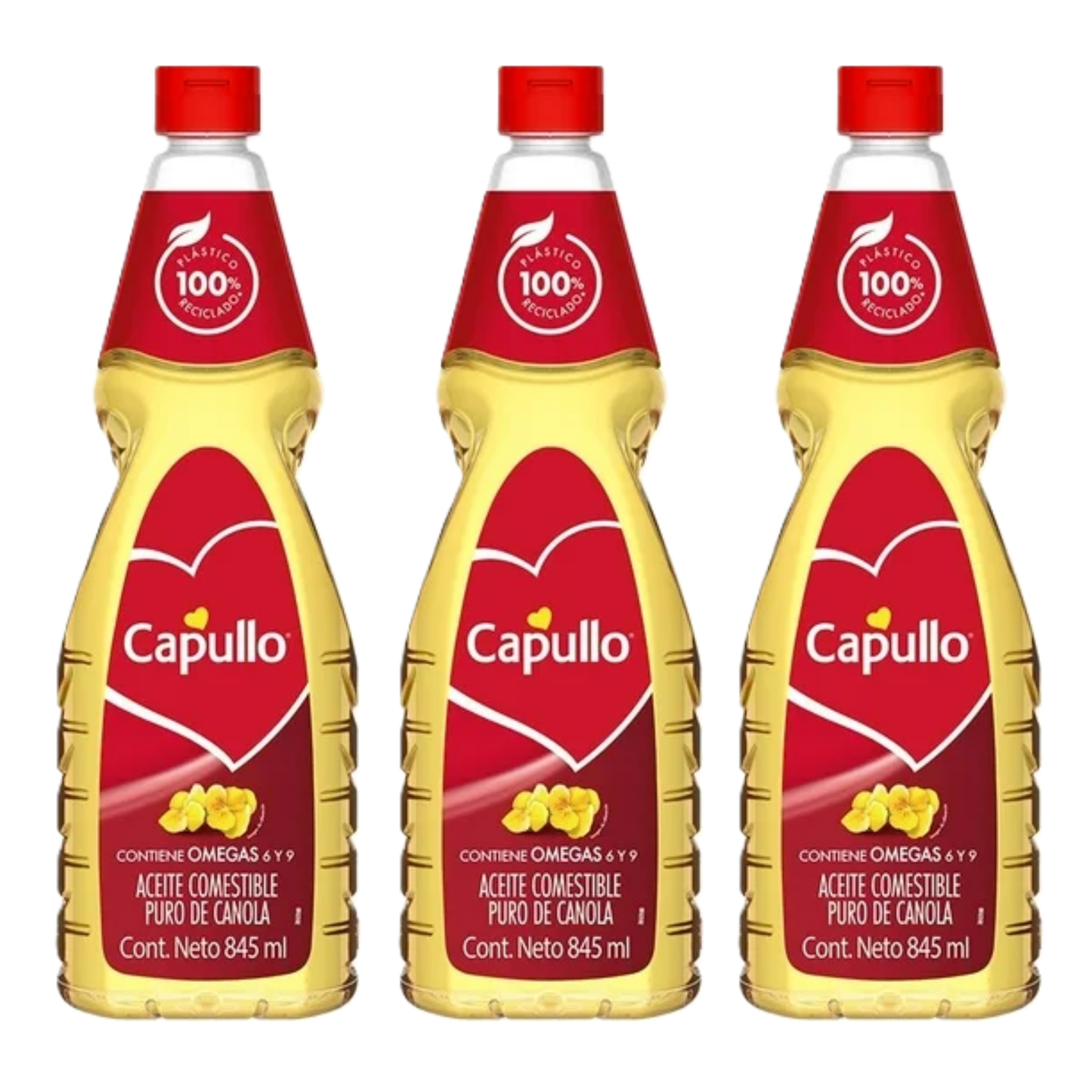 Aceite Capullo Puro de Canola 845ml × 3 pzs