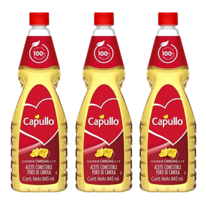 Aceite Capullo Puro de Canola 845ml × 3 pzs